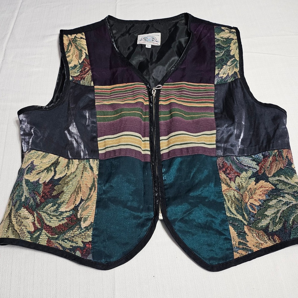 River Ridge Company‎ Patchwork Tapestry Quilted Zip Up Vest Women XL